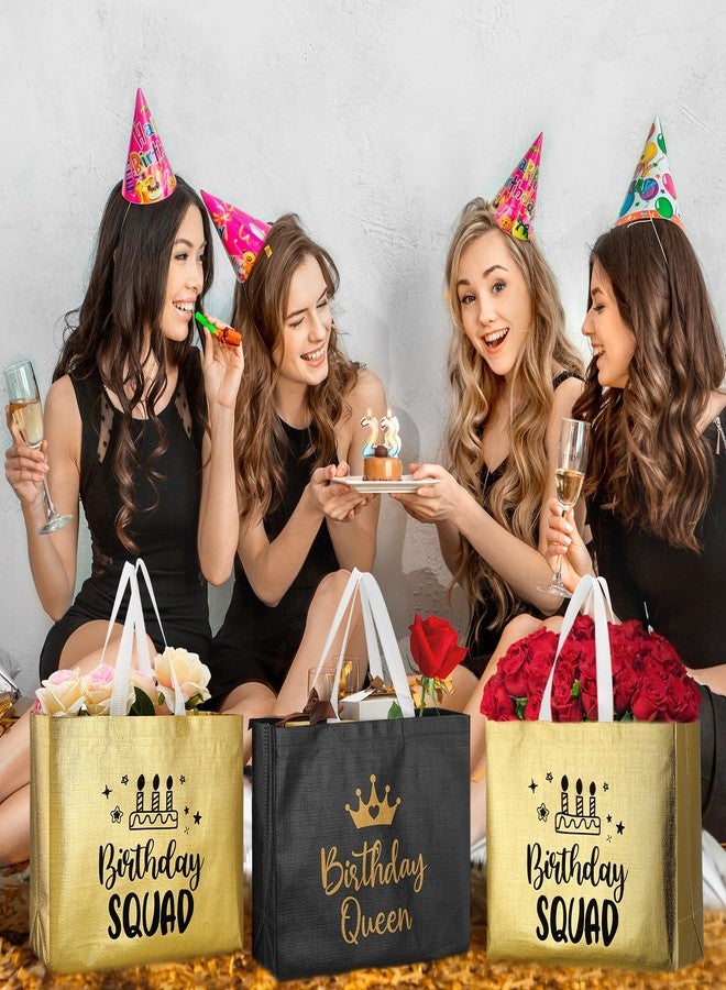 Clysee 10 Pack Reusable Birthday Squad Birthday Queen Gift Bag with Handle Large Tote Bag for Women(Gold, Black) - Image 5